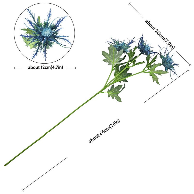 FiveSeasonStuff Real Size Artificial Thistle Flowers Real Touch 8 Stems Rustic Blue Thistle Decor Spray Eryngium | Sea Holly for Wedding Bouquet Centerpiece 26 inches - Image 2